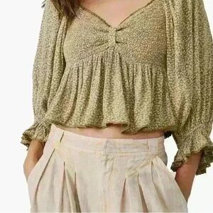 Women's Green Smocked Top